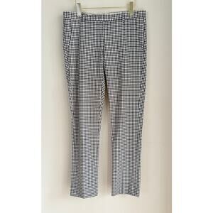 KULE Gingham Check Pants Academia Women 8 Navy Blue and Cream Plaid Straight Leg